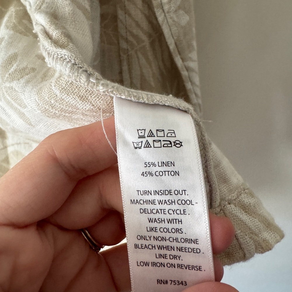 Tahari Linen and‎ Cotton Breathable Blend Tan Palm Pattern Casual Jacket Blazer - Picture 6 of 7
